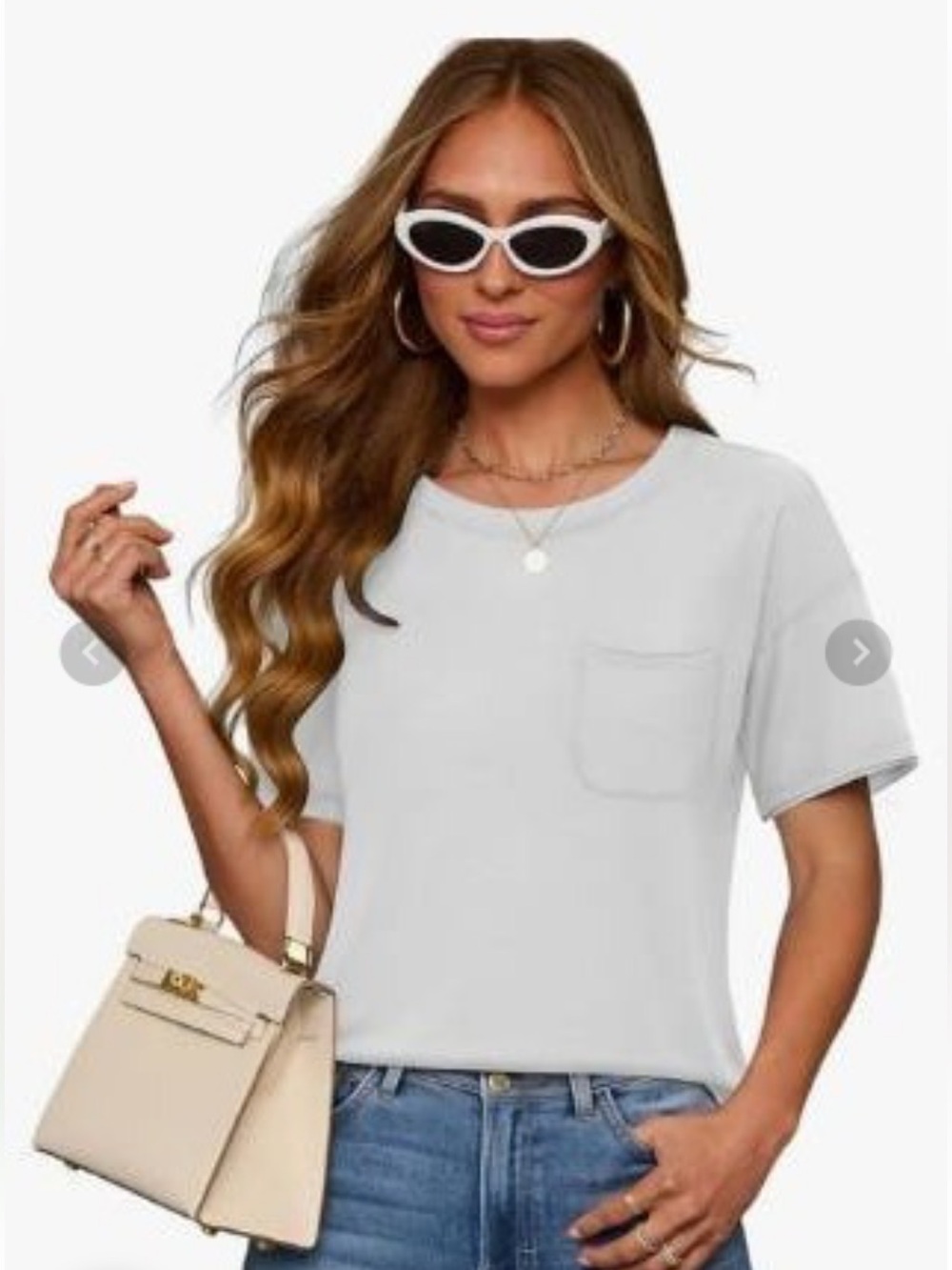 Deer Lady Basic Crew Neck T-Shirt Haze Blue S NWT